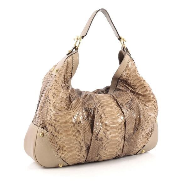 GUCCI Large Neutral Python Jockey Hobo Tote Shoulder Bag - Picture 2 of 9